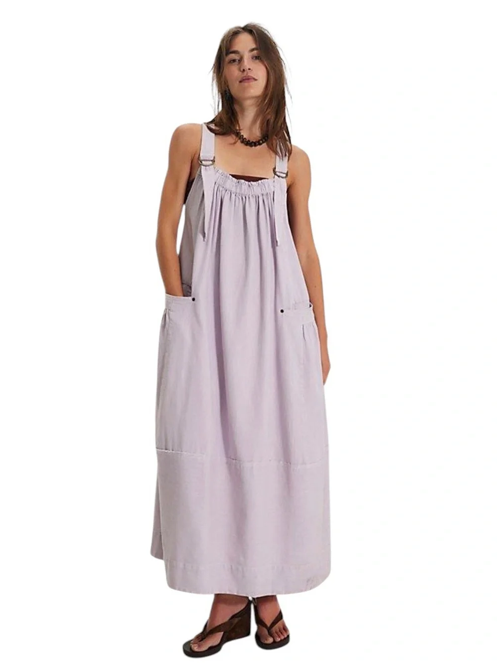 Free People Machu Barrel A-Line Midi Dress Womens Medium Orchid Hush MSRP $168